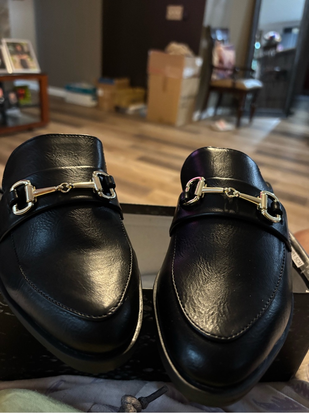 Women’s Leather Bit Loafers with Gold Hardware - Picture 5 of 7